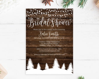 Winter Bridal Shower Invitations - Rustic Winter Bridal Shower Invitations - Snowflake Bridal Shower Invitations -  Bridal-159