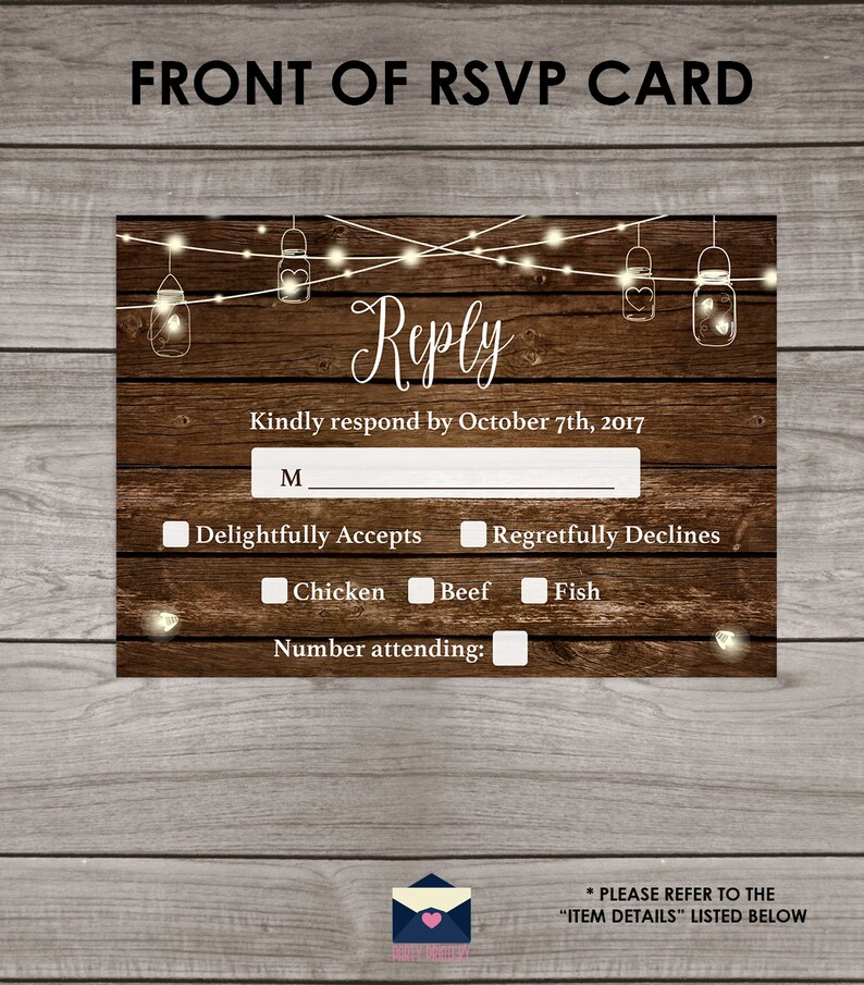 Rustic Wedding Invitations and RSVP Cards Printed and Shipped Etsy