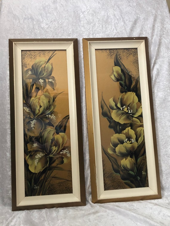 Vintage G Inez Gouache Print Set, Framed Art Prints