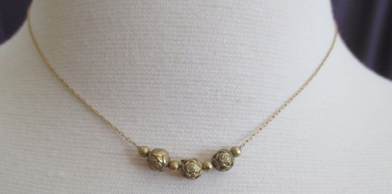 Vintage gold filled choker necklace, delicate yel… - image 2