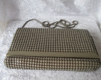 Vintage metal mesh handbag with snake chain, mesh bag, painted metal mesh purse 1970-1980 disco era, glam rock purse