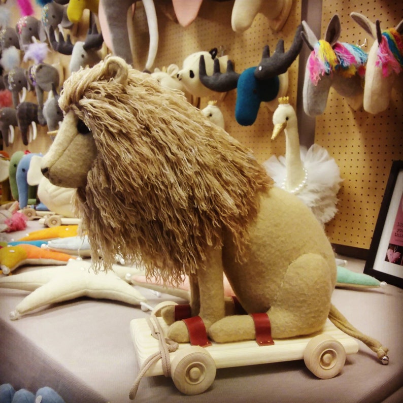 Pull along lion on wheels limited edition Etsy