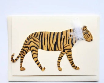 A5 Handmade greetings card tiger