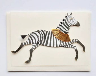 A5 Handmade greetings card zebra