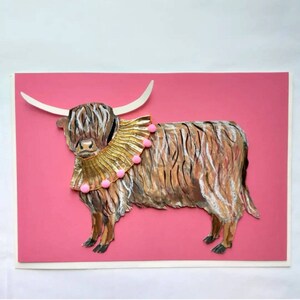 Cartão de felicitações feito à mão, vaca de caramelo.
