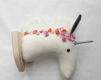 Unicorn with flowers and jewels trophy head