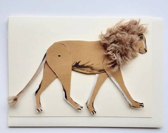 A5 Handmade greetings card lion