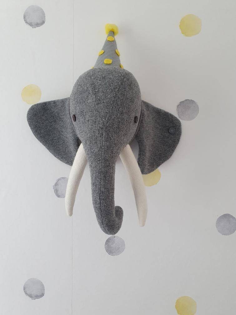 Elephant wall plaque with removable party hat | Etsy