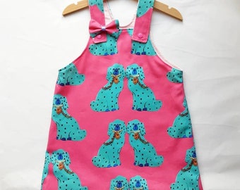 Linen Pinafore dress with matching bow