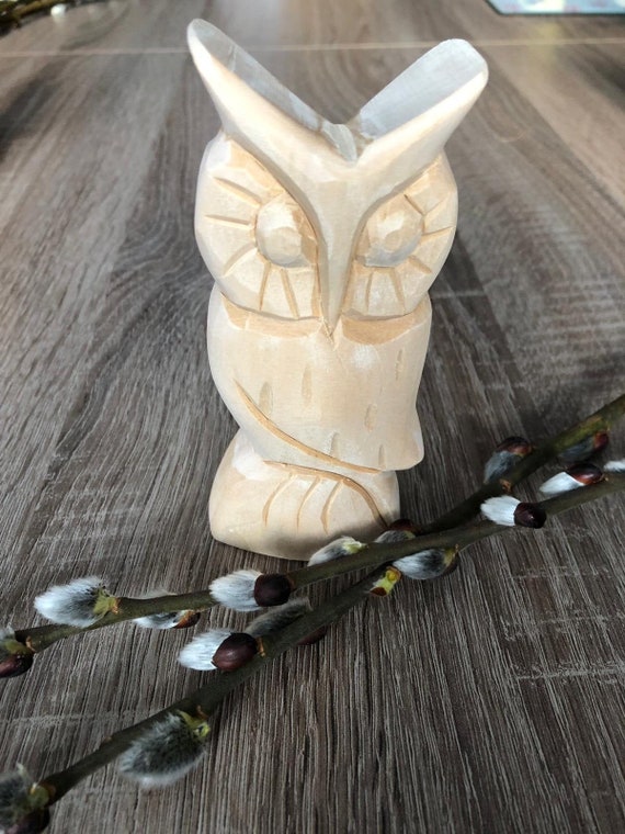Gufo di legno intagliato a mano Etsy