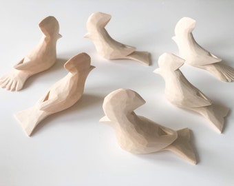 Hand Carved Wooden Birds