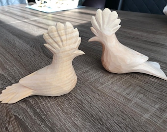 Hand Carved Wooden Birds