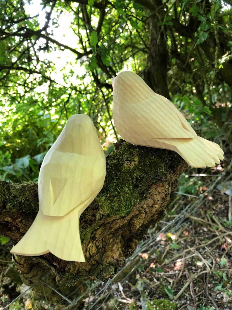 Hand Carved Wooden Birds - Etsy