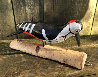 Hand Carved Wooden Woodpecker Bird