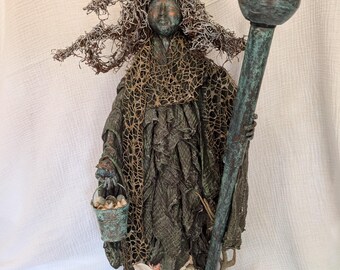 Sea Witch Art Doll Sculpture Mixed Media Art named "Leora"