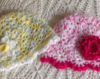 PATRÓN Gorro y Flores para Bebé Recién Nacido