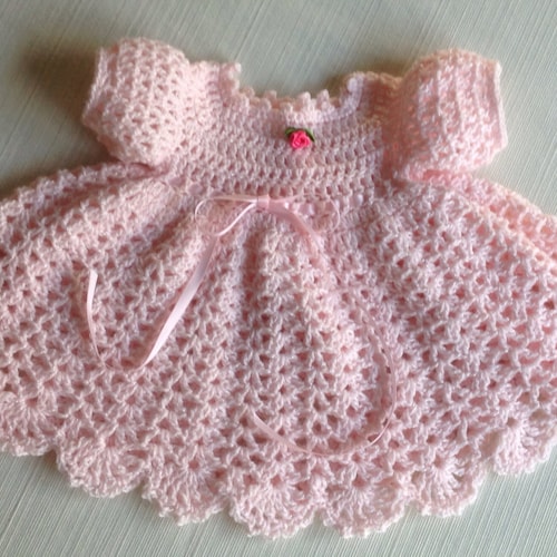 Newborn Crochet Baby Dress MARY PATTERN Updated Long Sleeves - Etsy
