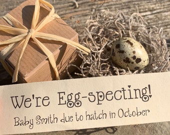 Quail Eggs!!  Message in an Egg.  Pregnancy Announcement. Gender Reveal Egg. Custom Invitations
