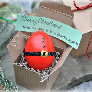 Message in an Egg. Christmas Pregnancy Announcement. Gender Reveal Egg. Custom Invitations Bild 2