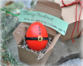 Message in an Egg.  Christmas Pregnancy Announcement. Gender Reveal Egg. Custom Invitations