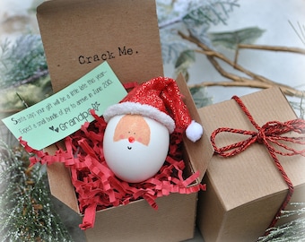 Message in an Egg.  Christmas Pregnancy Announcement. Gender Reveal Egg. Custom Invitations