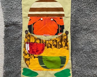 Vintage Handmade Fabric Bathroom Organizer Textile Storage Organization Wall Hanging Storage Shelves With Pockets Scandinavian Vintage Home