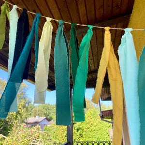 Cotton Tassel Garland Green Fabric Bunting Ribbon Fiesta Rag Tie Fringe Decor Boys Birthday Garden Party Jungle Theme