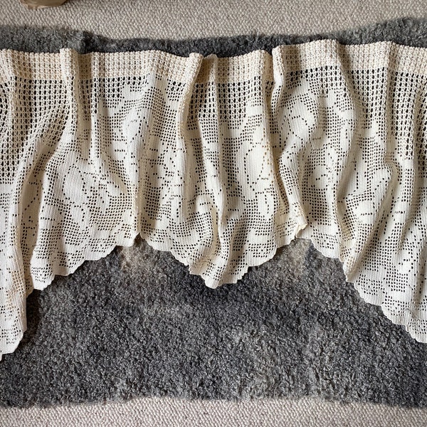 Rideau en dentelle de coton blanc vintage fait main panneau de rideau au crochet scandinave fait main au crochet décoration maison de ferme romantique maison d'été