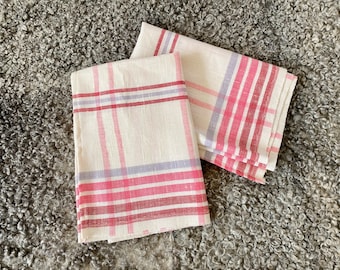 PAAR vintage linnen handdoekenset 2 keukenhanddoeken vaatdoek handgemaakt beddengoed retro scandi interieur cadeau voor moeder grootmoeder Scandinavisch huis