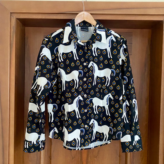 MARIMEKKO Musta Tamma Button up Shirt Size M Long Sleeve Top