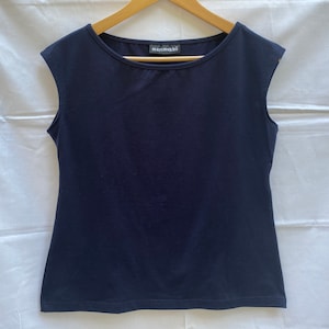 MARIMEKKO Vintage Top T Shirt Dark Blue Top Cotton Jersey Size M Finland Scandinavian Design
