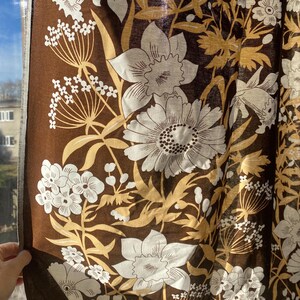 Scandinavian Vintage Curtains 2 Cotton Curtain Panel Swedish White Brown Floral Flowers Decoration, Scandi Home Decor Retro Cotton Curtains image 6