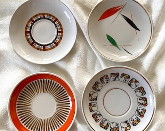 Vintage Saucers Soviet Retro Tea Saucers Coffee Saucers Riga Porcelain Factory Different Patterns
