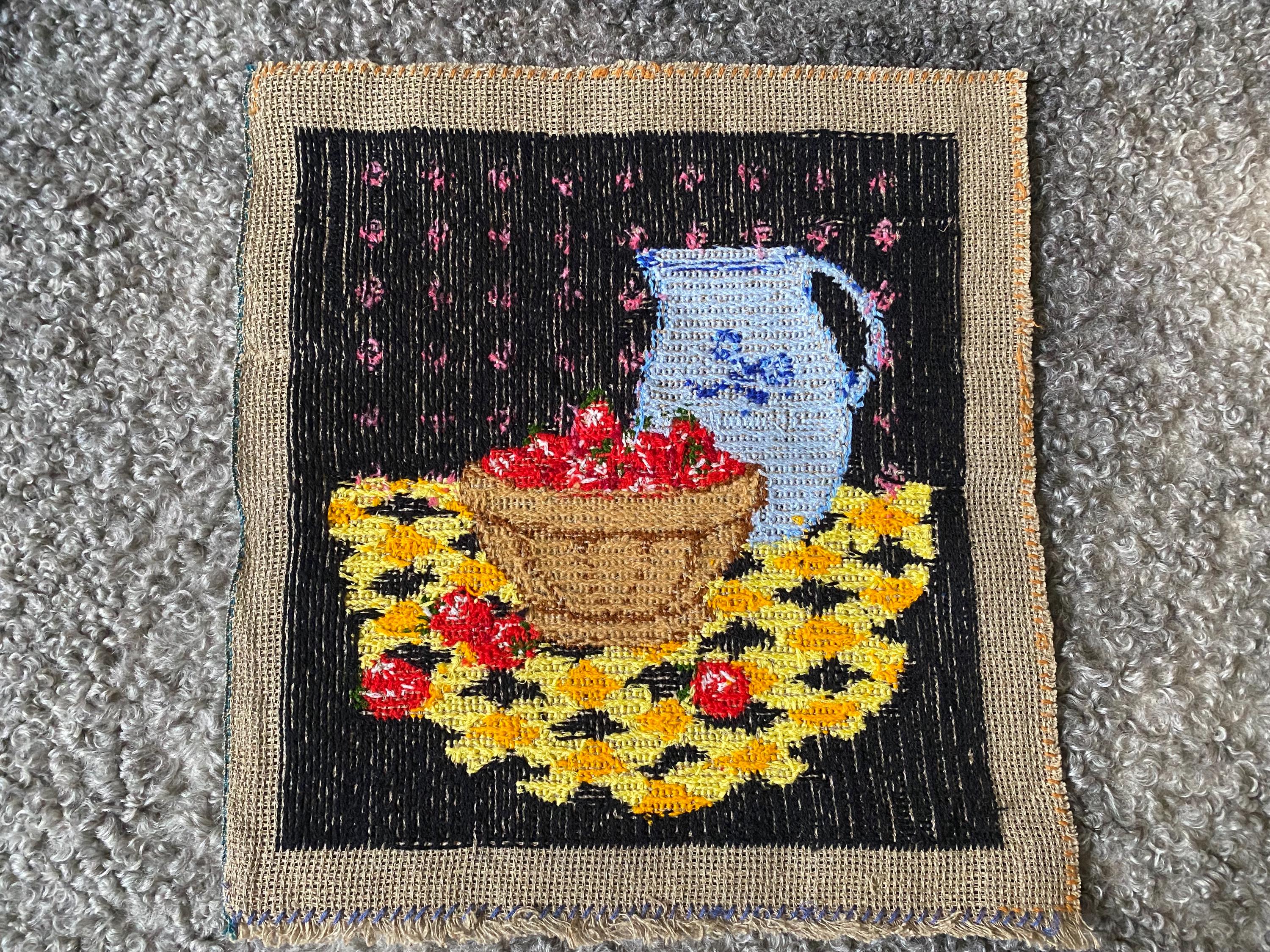 ヴィンテージ クロスステッチ タペストリー 刺繍 絵柄 ベリー