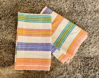 PAIR Vintage Linen Towel Set 2 Kitchen Towel Dish Cloth Handmade Linens Retro Scandi Home Decor Gift For Mom Grandmother Scandinavian Home