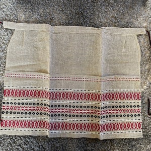 Delantal de lino vintage medio delantal con bolsillos decoración del hogar retro vintage escandinavo, delantal unisex, ropa de cocina, regalo para mamá, regalo para ella