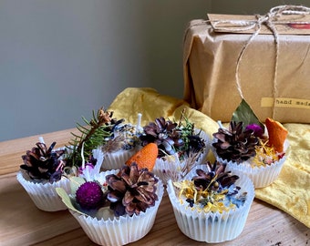 Accendifuoco naturali, 6 accendifuoco in cera di soia, regalo fatto a mano, accensione del fuoco, set di accendifuoco romantico per campeggio all'aperto, ideale per ragazze.