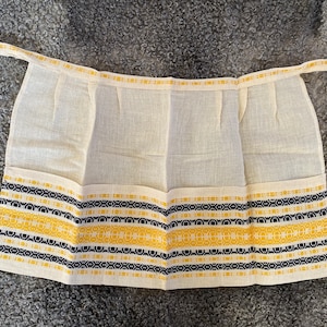 Delantal de lino vintage medio delantal con bolsillos decoración del hogar retro vintage escandinavo, delantal unisex, ropa de cocina, regalo para mamá, regalo para ella