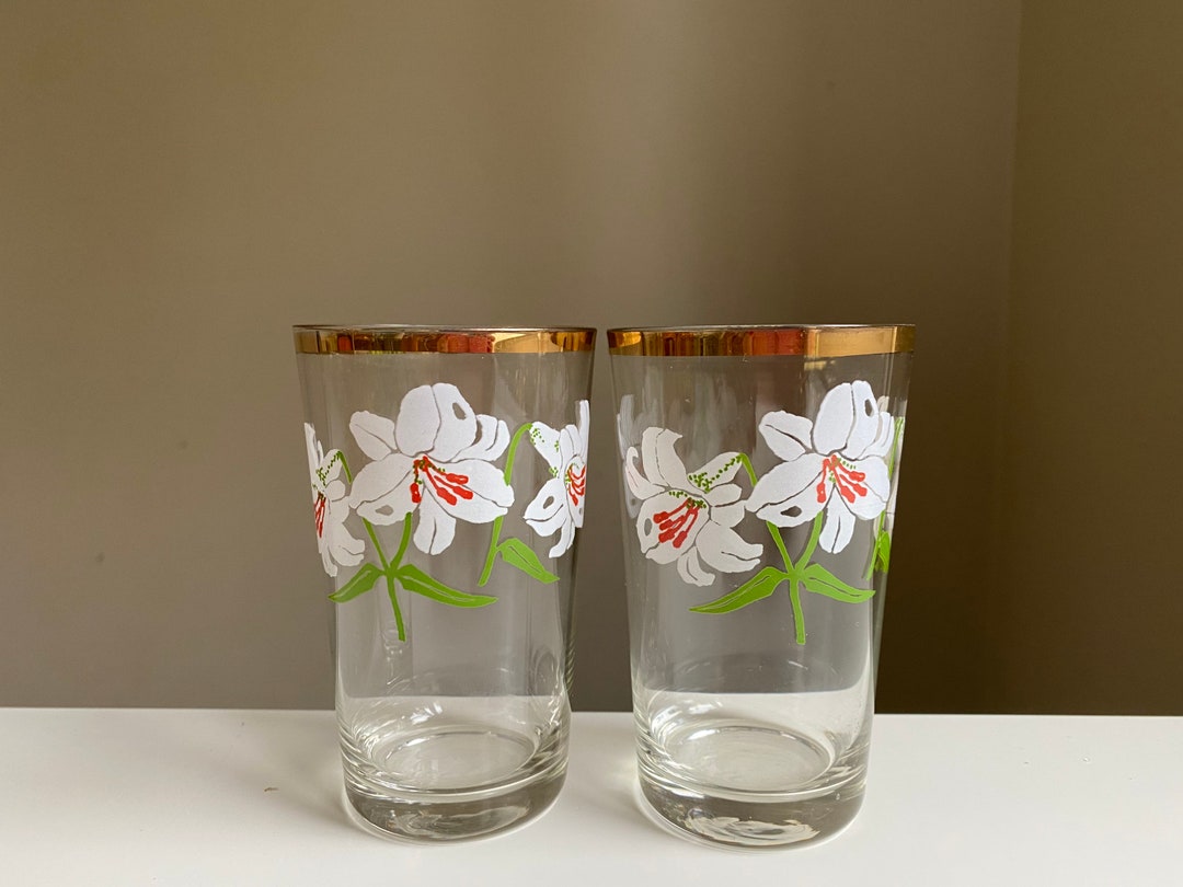 Vintage 2 Drinking Glass Set Juice Glass Flower Floral Party Glass,  Collectible 80s Party Glasses - Etsy