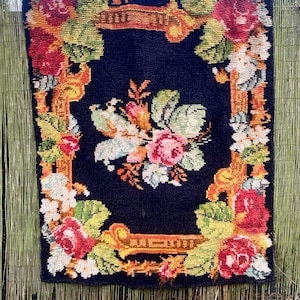 Big Vintage Rya Rug Wall Tapestry Scandinavian Wool Wall Rya Rug Floral Mid Century Handmade Wool Tapestry Swedish Nordic Home Decor