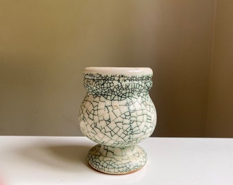 Estonian Vintage Ceramic Vase ARS Small Crackle Glazed Green Flower Vase  Collectible Made in Estonia Eesti Keraamika Estonian Ceramics 70s