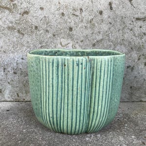Estonian ARS Ceramic Vase 1970s Green Studio Pottery Planter Mid Century Modern Scandinavian Decor