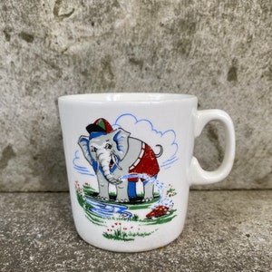 Vintage Figgjo Flint Norway Kids Mug with Elephant Still Pike Good Girl Norwegian Scandinavian Design