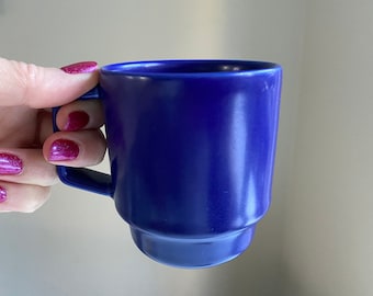 Höganäs Keramik Mug Scandinavian Swedish Vintage Cobalt Blue Stoneware Cup, Scandinavian Design