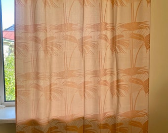 80s Vintage Curtain Scandinavian Retro Curtain Panel, Silky Curtains Floral, Decorative Art Deco Style Home Decor