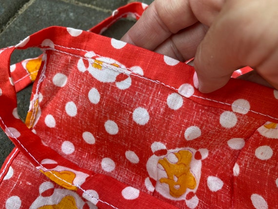 Vintage Apron Unused Red Cotton Half Apron With Yellow Vintage Apron Unused Red Cotton Half Apron With Yellow