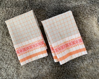 PAIR Vintage Linen Towel Set 2 Kitchen Towel Dish Cloth Handmade Linens Retro Scandi Home Decor Gift For Mom
