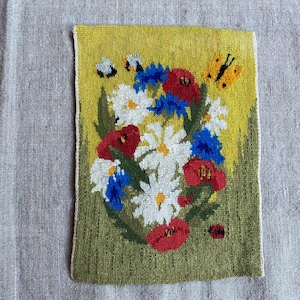 Scandinavische wol kleine muur hangend wollen tapijt zomerbloemen handgeweven muurdecoratie, Scandinavische woondecoratie