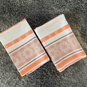 PAIR Vintage Linen Towel Set of 2 Kitchen Towel Dish Cloth Handmade Linens Retro Scandi Home Decor Gift For Mom image 1
