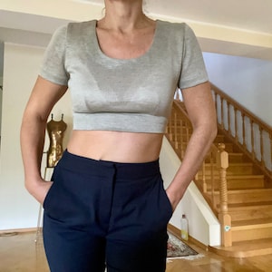 MARIMEKKO Vintage Crop Top Silver Metallic Grey Top Jersey Size S Made in  Finland Scandinavian Design